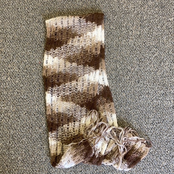 Alpaca Genuino Peruvian scarf. Brown and white - Picture 2 of 4